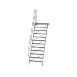 Aluminium vaste trap met platform 60° - loodrechte hoogte 2.900 mm/aantal treden 12/breedte treden 1.000 mm/treden en platform gemaakt van gegolfd aluminium R 9
