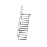 Aluminium vaste trap met platform 60° - loodrechte hoogte 3.150 mm/aantal treden 13/breedte treden 1.000 mm/treden en platform gemaakt van gegolfd aluminium R 9