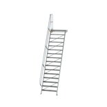 Aluminium vaste trap met platform 60° - loodrechte hoogte 3.880 mm/aantal treden 16/breedte treden 1.000 mm/treden en platform gemaakt van gegolfd aluminium R 9