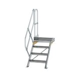 Aluminium vaste trap met platform 45° - loodrechte hoogte 830 mm/aantal treden 4/breedte treden 600 mm/treden en platform gemaakt van gegolfd aluminium R 9