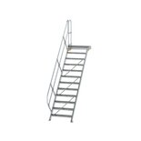 Aluminium vaste trap met platform 45° - loodrechte hoogte 2.500 mm/aantal treden 12/breedte treden 800 mm/treden en platform gemaakt van gegolfd aluminium R 9