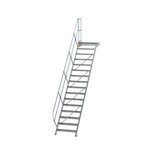 Aluminium vaste trap met platform 45° - loodrechte hoogte 3.330 mm/aantal treden 16/breedte treden 800 mm/treden en platform gemaakt van gegolfd aluminium R 9