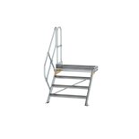 Aluminium vaste trap met platform 45° - loodrechte hoogte 830 mm/aantal treden 4/breedte treden 1.000 mm/treden en platform gemaakt van gegolfd aluminium R 9