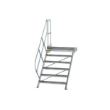 Aluminium vaste trap met platform 45° - loodrechte hoogte 1.250 mm/aantal treden 6/breedte treden 1.000 mm/treden en platform gemaakt van gegolfd aluminium R 9
