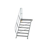Aluminium vaste trap met platform 45° - loodrechte hoogte 1.460 mm/aantal treden 7/breedte treden 1.000 mm/treden en platform gemaakt van gegolfd aluminium R 9