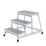 Aluminium werkplatform R 13 - enkelzijdig oploopbaar/werkhoogte 2.6 m/platformhoogte 600 mm/aantal treden 3/treden en platform gemaakt van geperforeerd aluminium R 13