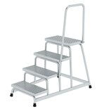 Aluminium werkplatform R 13 met handleuning - enkelzijdig oploopbaar/werkhoogte 2.8 m/platformhoogte 800 mm/aantal treden 4/treden en platform gemaakt van geperforeerd aluminium R 13