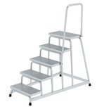 Aluminium werkplatform R 13 met handleuning - enkelzijdig oploopbaar/werkhoogte 3.0 m/platformhoogte 1.000 mm/aantal treden 5/treden en platform gemaakt van geperforeerd aluminium R 13