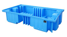 PE-Opvangbak type WP 2/11 - ca. 2340x1360x510 mm (lxbxh)/opvangvolume 1150 liter/max. 2 containers (IBC) van 1000 liter/draagkracht 2500 kg/met geintegreerde opzetstaanders
