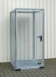 Gasflessen-container type GFC-E M0 verzinkt - ca. 1085x1140x2170 mm (lxbxh)/max. 16 gasflessen Ø 230 mm/met roosterbodem (draagkracht 1000 kg/m²)/afsluitbare vleugeldeur