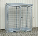 Gasflessen-container type GFC-E M1 verzinkt - ca. 2115x1155x2260 mm (lxbxh)/max. 32 gasflessen Ø 230 mm/met roosterbodem (draagkracht 1000 kg/m²)/afsluitbare vleugeldeur