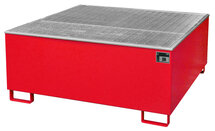 Opvangbak type AW 1000/PE - ca. 1475x1475x630 mm (lxbxh)/opvangvolume 1053 liter/max. 1 container (IBC) van 1000 liter/met verzinkt rooster (draagkracht 1000 kg/m²)/PE-kunststofbinnenbak/klemframe