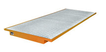 Hangopvangbak type EHW 3600 - ca. 3550x1250/915x115 mm (lxdxh)/met verzinkt rooster (draagkracht 1000 kg/m²)/opvangvolume 387 liter/voor liggerlengte 3600 mm