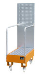 Verrijdbare opvangbak met deels geperforeerde achterwand type LPW 60-3 - afmetingen 875x500x1685 mm (lxbxh)/opvangvolume 73 liter/max. 2 vaten van 60 liter/met verzinkt rooster