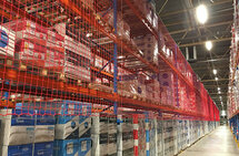 Magazijnstellingnet/voor liggerlengte 1850 mm/nethoogte 4500 mm/draaddikte 5 mm/maaswijdte 100 mm/keuze uit vijf kleuren/levering exclusief montagemateriaal