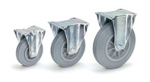 Bokwielen streeploos rubber 71122, draagvermogen 100 kg, wiel Ø x breedte 125x38 mm, Fetra