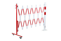 Schaarhek met afzetpaal 70-55 van staal/hoogte 1050 mm/buisdiameter 60 mm/rood-wit met aan beide zijden reflecterende gevarenmarkering/lengte uittrekbaar tot 3600 mm