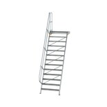 Aluminium vaste trap met platform 60° - loodrechte hoogte 3.150 mm/aantal treden 13/breedte treden 1.000 mm/treden en platform gemaakt van gegolfd aluminium R 9
