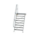 Aluminium vaste trap met platform 60° - loodrechte hoogte 1.940 mm/aantal treden 8/breedte treden 1.000 mm/treden en platform gemaakt van gegolfd aluminium R 9