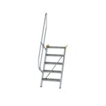 Aluminium vaste trap 60° - loodrechte hoogte 1.210 mm/aantal treden 5/breedte treden 600 mm/treden gemaakt van gegolfd aluminium R 9
