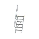 Aluminium vaste trap 60° - loodrechte hoogte 1.450 mm/aantal treden 6/breedte treden 600 mm/treden gemaakt van gegolfd aluminium R 9