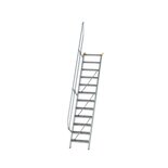 Aluminium vaste trap 60° - loodrechte hoogte 2.900 mm/aantal treden 12/breedte treden 600 mm/treden gemaakt van gegolfd aluminium R 9