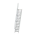 Aluminium vaste trap 60° - loodrechte hoogte 3.640 mm/aantal treden 15/breedte treden 600 mm/treden gemaakt van gegolfd aluminium R 9