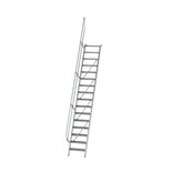 Aluminium vaste trap 60° - loodrechte hoogte 3.880 mm/aantal treden 16/breedte treden 600 mm/treden gemaakt van gegolfd aluminium R 9