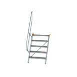 Aluminium vaste trap 60° - loodrechte hoogte 1.210 mm/aantal treden 5/breedte treden 800 mm/treden gemaakt van gegolfd aluminium R 9