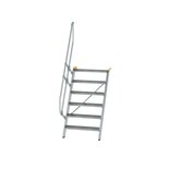Aluminium vaste trap 60° - loodrechte hoogte 1.450 mm/aantal treden 6/breedte treden 800 mm/treden gemaakt van gegolfd aluminium R 9
