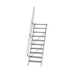 Aluminium vaste trap 60° - loodrechte hoogte 2.420 mm/aantal treden 10/breedte treden 800 mm/treden gemaakt van gegolfd aluminium R 9