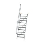 Aluminium vaste trap 60° - loodrechte hoogte 2.660 mm/aantal treden 11/breedte treden 800 mm/treden gemaakt van gegolfd aluminium R 9