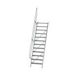 Aluminium vaste trap 60° - loodrechte hoogte 2.900 mm/aantal treden 12/breedte treden 800 mm/treden gemaakt van gegolfd aluminium R 9