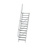Aluminium vaste trap 60° - loodrechte hoogte 3.150 mm/aantal treden 13/breedte treden 800 mm/treden gemaakt van gegolfd aluminium R 9