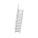Aluminium vaste trap 60° - loodrechte hoogte 3.640 mm/aantal treden 15/breedte treden 800 mm/treden gemaakt van gegolfd aluminium R 9