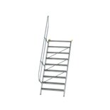 Aluminium vaste trap 60° - loodrechte hoogte 2.180 mm/aantal treden 9/breedte treden 1.000 mm/treden gemaakt van gegolfd aluminium R 9
