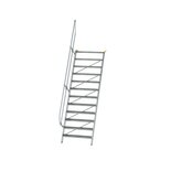 Aluminium vaste trap 60° - loodrechte hoogte 2.900 mm/aantal treden 12/breedte treden 1.000 mm/treden gemaakt van gegolfd aluminium R 9