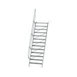 Aluminium vaste trap 60° - loodrechte hoogte 3.150 mm/aantal treden 13/breedte treden 1.000 mm/treden gemaakt van gegolfd aluminium R 9
