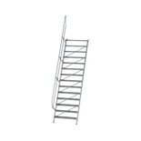 Aluminium vaste trap 60° - loodrechte hoogte 3.400 mm/aantal treden 14/breedte treden 1.000 mm/treden gemaakt van gegolfd aluminium R 9