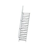 Aluminium vaste trap 60° - loodrechte hoogte 3.880 mm/aantal treden 16/breedte treden 1.000 mm/treden gemaakt van gegolfd aluminium R 9