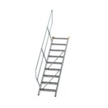 Aluminium vaste trap 45° - loodrechte hoogte 1.870 mm/aantal treden 9/breedte treden 600 mm/treden gemaakt van gegolfd aluminium R 9