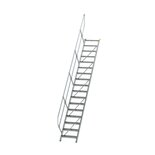 Aluminium vaste trap 45° - loodrechte hoogte 3.540 mm/aantal treden 17/breedte treden 600 mm/treden gemaakt van gegolfd aluminium R 9