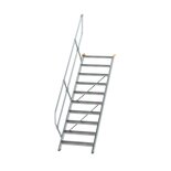 Aluminium vaste trap 45° - loodrechte hoogte 2.080 mm/aantal treden 10/breedte treden 800 mm/treden gemaakt van gegolfd aluminium R 9