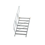 Aluminium vaste trap 45° - loodrechte hoogte 1.460 mm/aantal treden 7/breedte treden 1.000 mm/treden gemaakt van gegolfd aluminium R 9