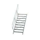 Aluminium vaste trap 45° - loodrechte hoogte 1.870 mm/aantal treden 9/breedte treden 1.000 mm/treden gemaakt van gegolfd aluminium R 9