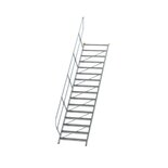 Aluminium vaste trap 45° - loodrechte hoogte 3.330 mm/aantal treden 16/breedte treden 1.000 mm/treden gemaakt van gegolfd aluminium R 9