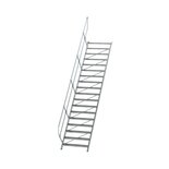 Aluminium vaste trap 45° - loodrechte hoogte 3.750 mm/aantal treden 18/breedte treden 1.000 mm/treden gemaakt van gegolfd aluminium R 9