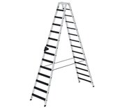 Aluminium trap tweezijdig oploopbaar met clip step relax - werkhoogte 4.800 mm/totale hoogte 3.250 mm/aantal treden 2x14/belastbaar tot 150 kg