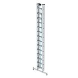Aluminium 3-delige optrekladder - met Nivello stabilisatiebalk/werkhoogte 10.8 m/ladderlengte uitgeschoven 9.7 m/ladderlengte ingeschoven 4.1 m/aantal sporten 3x14/breedte ladder 470 mm