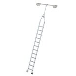 Verrijdbare aluminium stellingladder - draaibaar/buitenbreedte 400 mm/ladder lengte 3.28 m/verticale ophanghoogte 4 m/aantal treden 12